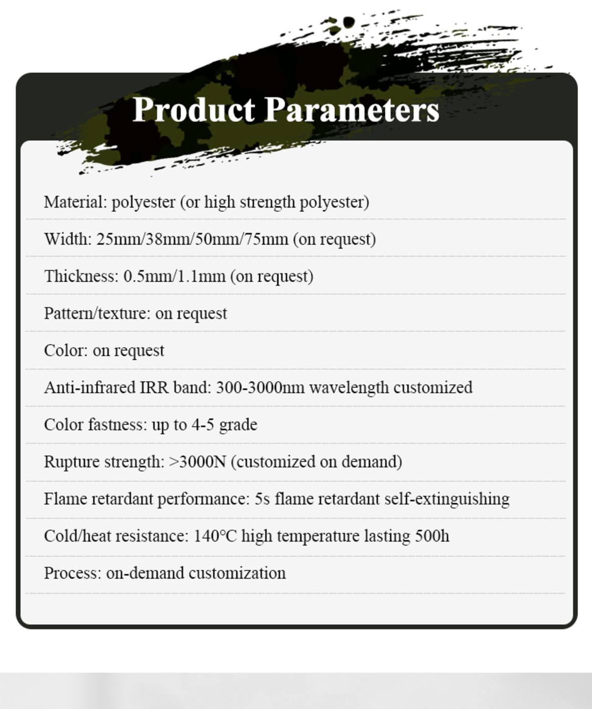 High Strength Polyester Webbing in Various Sizes