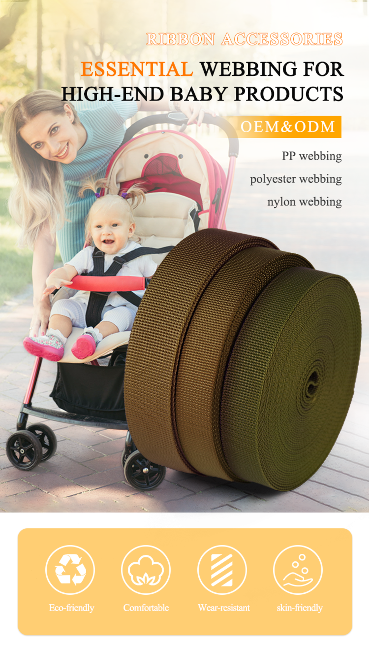 High Quality Multifunctional Nylon Baby Webbing