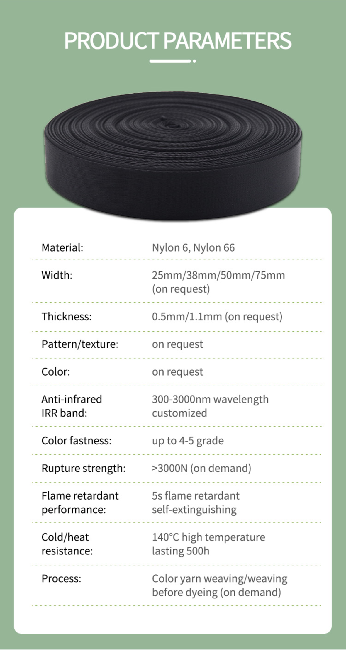 Nylon 66 Stroller Webbing