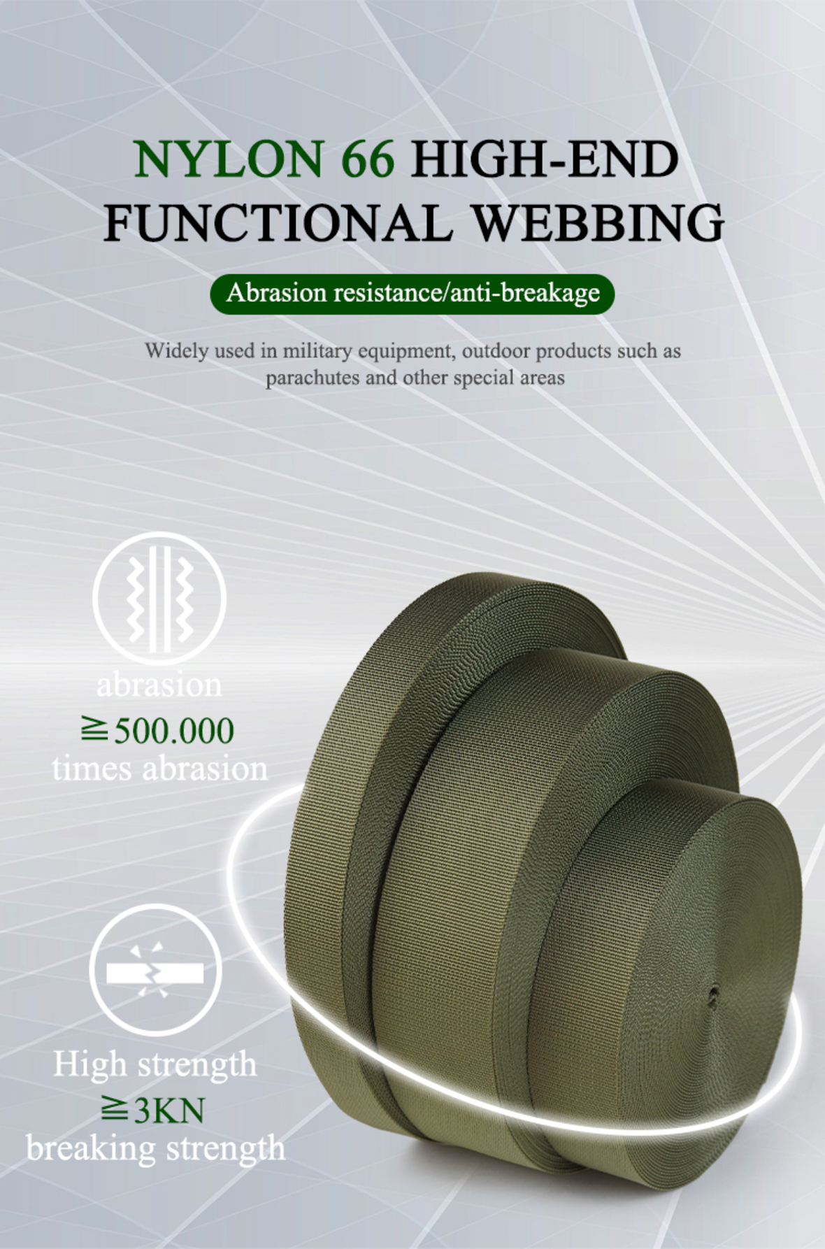 Nylon 66 High-end Functional Webbing